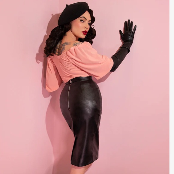 BAD GIRL PENCIL SKIRT IN VEGAN LEATHER - VIXEN BY MICHELINE PITT XL - Picture 6 of 6